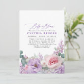 Invitation Baby shower botanique violet et rose floral boho (Debout devant)
