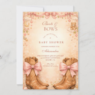Invitation Baby Shower Bottes Et Rubans