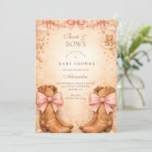 Invitation Baby Shower Bottes Et Rubans (Debout devant)