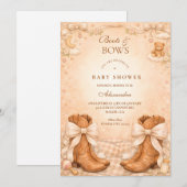 Invitation Baby Shower Bottes et Rubans Gingham (Devant / Derrière)