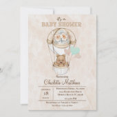 Invitation Baby shower Boulon Beige Bear Hot Air (Devant)