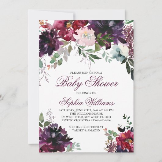 Invitation Baby shower Bourgogne (Devant)