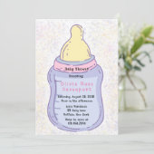 Invitation Baby shower Bouteille Bébé Cute Pastel (Debout devant)