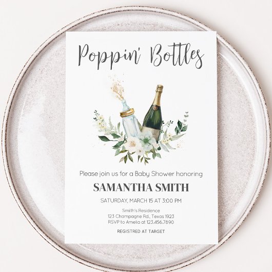 Invitation Baby shower Bouteilles pour bébés Poppin