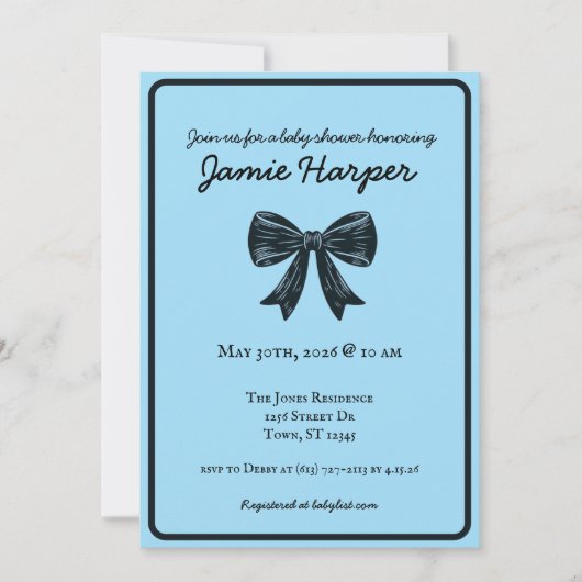 Invitation Baby shower Bow (Devant)