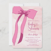 Invitation Baby shower Bow Aquarelle Rose (Devant)