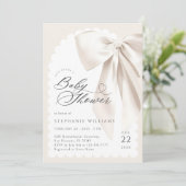 Invitation Baby shower Bow beige (Debout devant)
