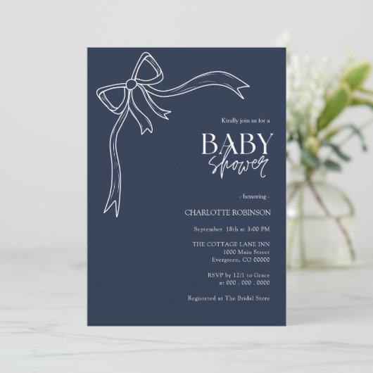 Invitation Baby shower Bow Boho (Debout devant)