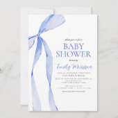 Invitation Baby shower Bow Bow à aquarelle bleu (Devant)