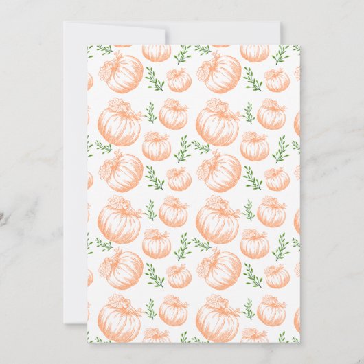 Invitation Baby shower Bow Citrouille Coquette Bow Automne Or (Dos)