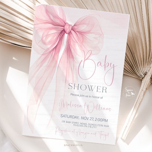 Invitation Baby shower Bow Coquette
