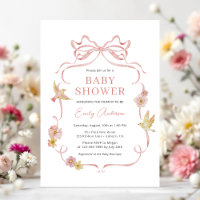 Baby shower Bow Fleur sauvage rose vif