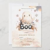Invitation Baby shower Bow Ghost Cute (Devant)
