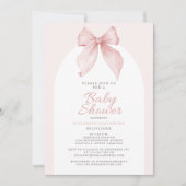 Invitation Baby shower Bow rose Élégante fille (Devant)