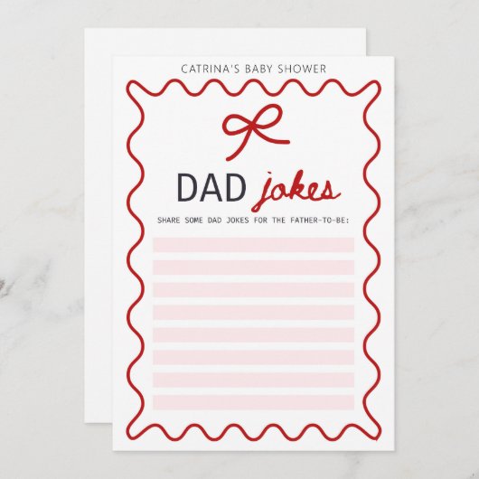 Invitation Baby shower Bow rouge - Nom modifiable, 5x7 (Devant / Derrière)