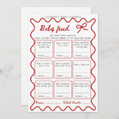 Invitation Baby shower Bow rouge - Nom modifiable, 5x7 (Devant / Derrière)