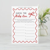 Invitation Baby shower Bow rouge - Nom modifiable, 5x7 (Debout devant)