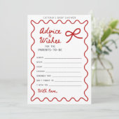 Invitation Baby shower Bow rouge - Nom modifiable, 5x7 (Debout devant)