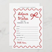 Invitation Baby shower Bow rouge - Nom modifiable, 5x7 (Devant / Derrière)