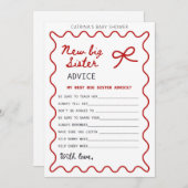 Invitation Baby shower Bow rouge - Nom modifiable, 5x7 (Devant / Derrière)