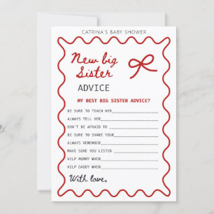 Invitation Baby shower Bow rouge - Nom modifiable, 5x7
