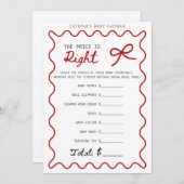 Invitation Baby shower Bow rouge - Nom modifiable, 5x7 (Devant / Derrière)