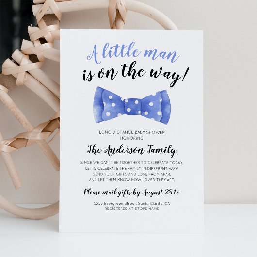 Invitation Baby Shower Bow Tie Par Correspondance à Longue Di