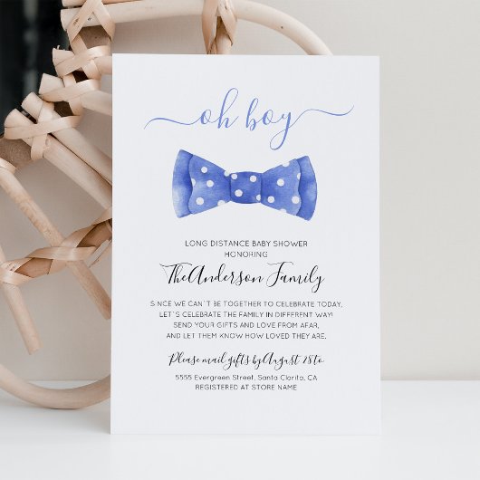 Invitation Baby Shower Bow Tie Par La Poste À Longue Distance