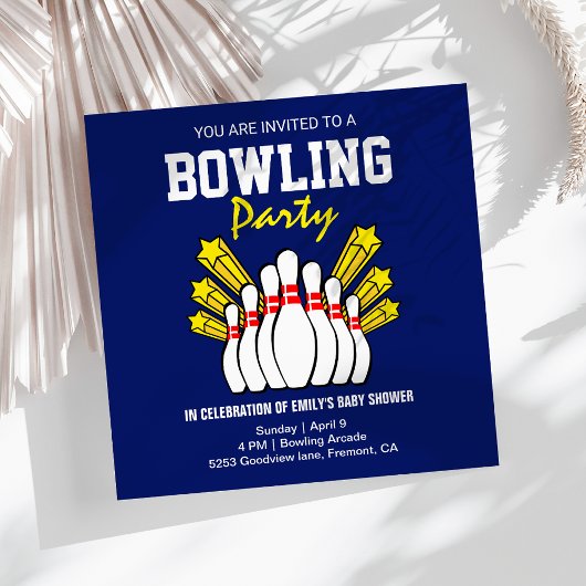 Invitation Baby Shower Bowling Moderne Bleu