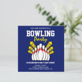 Invitation Baby Shower Bowling Moderne Bleu (Debout devant)