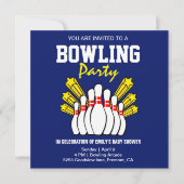 Invitation Baby Shower Bowling Moderne Bleu (Devant)