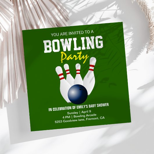 Invitation Baby Shower Bowling Vert Moderne