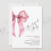 Invitation Baby shower Bowtiful Baby Pink Bow (Devant)