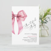 Invitation Baby shower Bowtiful Baby Pink Bow (Debout devant)