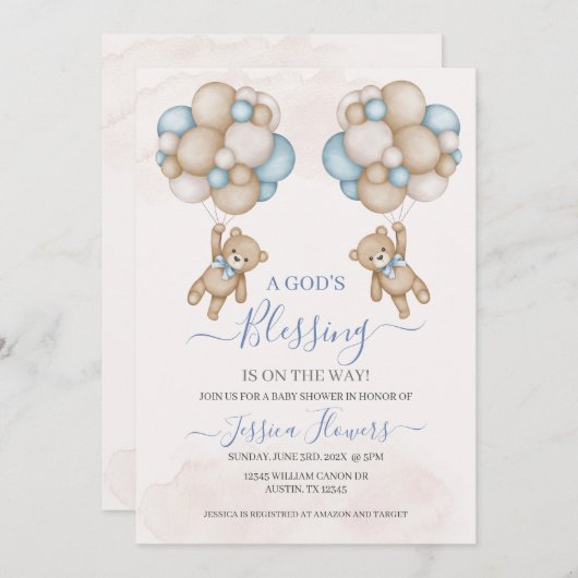 Invitation baby shower Boy (Devant / Derrière)