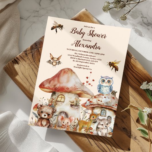 Invitation Baby shower Boy Baby Boho Woodland