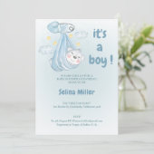 invitation baby shower boy blue , (Debout devant)