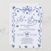 Invitation Baby shower Boy Blue Blueberry (Devant / Derrière)