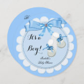 Invitation Baby shower Boy Blue Cute Blue Boties chaussures (Devant / Derrière)