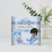 Invitation Baby shower Boy Blue Little Prince Bunnies (Debout devant)