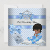 Invitation Baby shower Boy Blue Little Prince Bunnies (Devant)