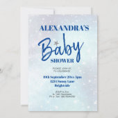 Invitation Baby shower Boy Blue Modern Star Est Né (Dos)