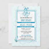 Invitation Baby shower #Boy Blue & Turquoise Watercolor #Octo (Devant)