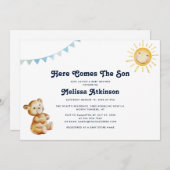 Invitation Baby shower Boy Boho Bear (Devant / Derrière)