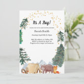 Invitation Baby shower Boy Boy Woodland (Debout devant)