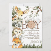Invitation Baby shower Boy Boy Woodland (Devant)