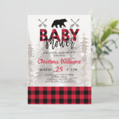Invitation Baby shower Boy de la Flannelle rouge de Lumberjac (Debout devant)