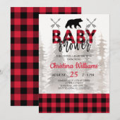 Invitation Baby shower Boy de la Flannelle rouge de Lumberjac (Devant / Derrière)