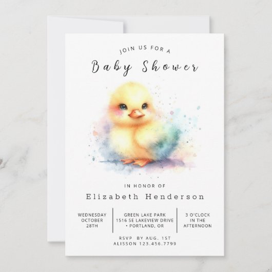 Invitation Baby shower Boy Digital Duck (Devant)