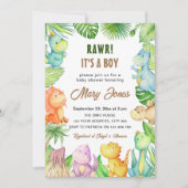 Invitation Baby shower Boy Dinosaur (Devant)